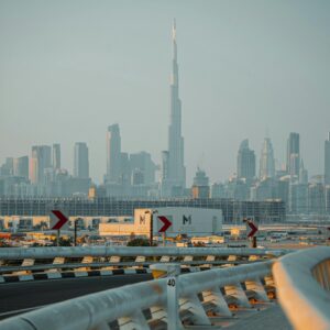 Scenic cityscape of Dubai featuring the Burj Khalifa towering over the skyline at daytime.